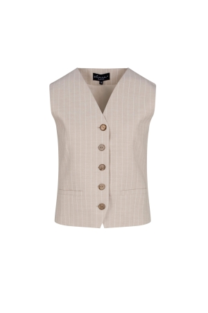 Elvira Casuals Elvira Casuals gilet jody e1 25-046 Gilets 344 creme pin stripe