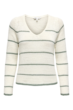 Only Only onlgeena l/s v-neck knt noos Trui cloud dancer w. lily pad