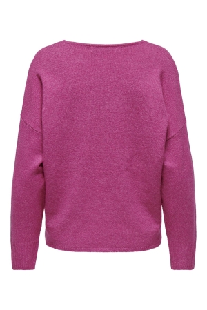 Only Only onlrica life l/s v-neck pullo knt noos Trui raspberry rose melange