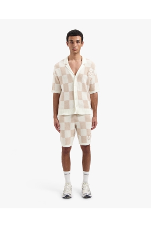 Croyez Homme Croyez Homme knitted checkerboard shorts cr1-hs25-47 Korte broeken 941 off-white/beige