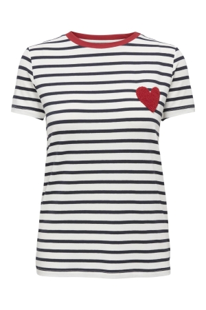 Only Only onlheart life s/s tee jrs noos T-shirt Korte mouw cloud dancer night sky / red heart