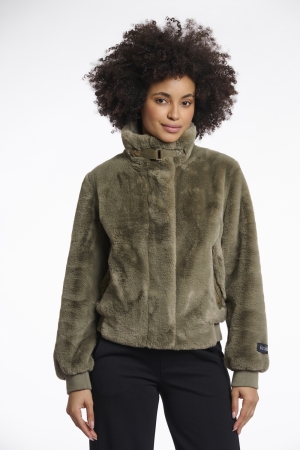 Rino & Pelle Rino & Pelle ambra.7002511 short fake fur jacket Jackets 10867 green ash