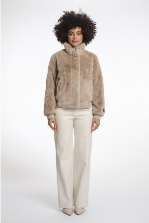 Rino & Pelle Rino & Pelle ambra.7002511 short fake fur jacket Jackets 10866 oat