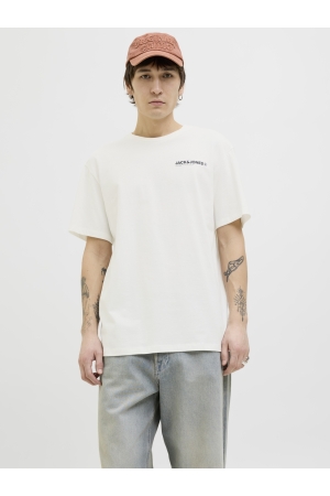 Jack & Jones Jack & Jones jjhawaii tee ss crew neck Print T-shirts cloud dancer