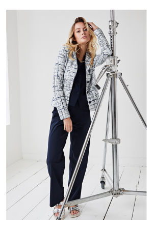 Helena Hart Helena Hart 7631 - blazer cherie kort boucle Blazers marine/wit