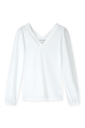 Helena Hart Helena Hart 7654 - top v-neck transfer T-shirt Lange mouw wit
