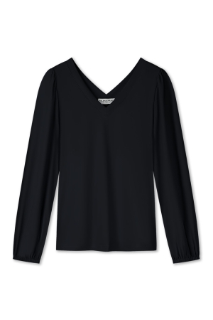 Helena Hart Helena Hart 7654 - top v-neck transfer T-shirt Lange mouw zwart