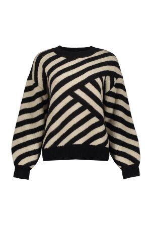 Geisha Geisha pullover stripes 54570-29 Trui 720 sand/black