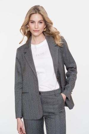 Geisha Geisha blazer herringbone stones 55522-10 Blazers 950 anthracite stones