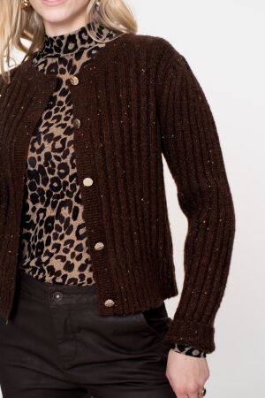 Geisha Geisha cardigan with lurex flower sequinces 54541-14 Vest 775 brown/copper