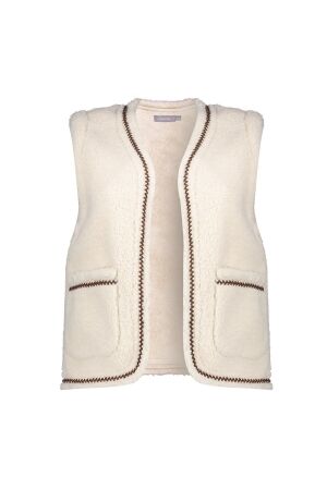 Geisha Geisha gilet teddy embroidery 55541-19 Gilets 10 off-white/tape dark brown zigzag