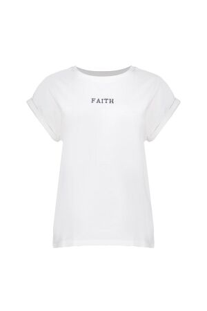 Geisha Geisha t-shirt embroidered word 52607-41 T-shirt Korte mouw 10 off-white/silver