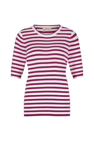 Studio Anneloes Studio Anneloes luna ssl stripe pullover 12735 Trui korte mouw 1152 offwhite/cherise