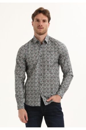 Gabbiano Gabbiano overhemd poplin print 335738 Overhemd 5703 teal blue