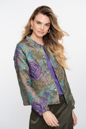 Geisha Geisha jacket flowers lurex  55713-20 Jackets 530 green/purple