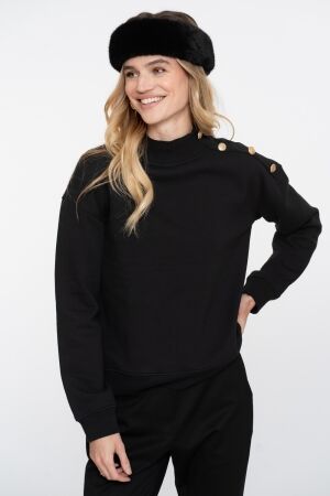 Geisha Geisha sweater with buttons at shoulder 52600-41 Sweater 999 black