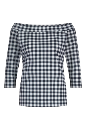 Studio Anneloes Studio Anneloes dolly check top 12775 T-shirt Korte mouw 6911 dark blue/off white