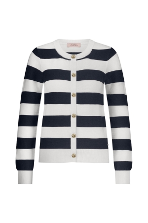 Studio Anneloes Studio Anneloes cassie stripe cardigan 12828 Vest 1169 off white/dark blue