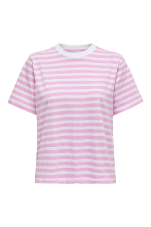 Only Only onllivina s/s stripe tee jrs noos T-shirt Korte mouw bonbon white stripes