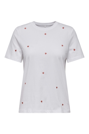 Only Only onlketty life s/s o-neck top jrs noos T-shirts bright white heart