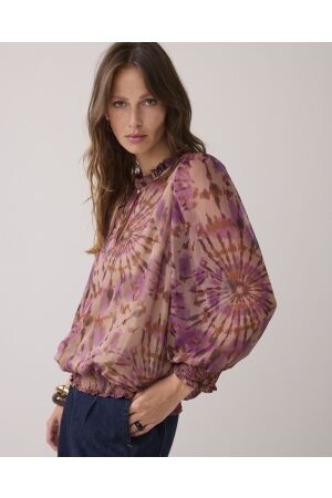 SUMMUM SUMMUM top smock tie dye print 2s3348-12269 T-shirt Lange mouw 120 multicolour
