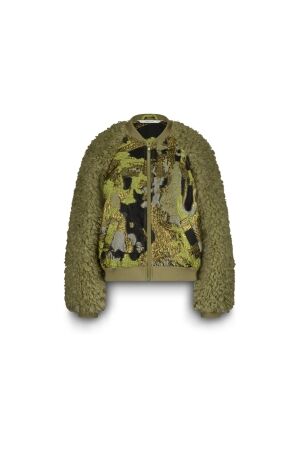 SUMMUM SUMMUM jacket bomber jacuard teddy mix 1s1204-12298 Jackets 616 green lentil