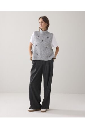 SUMMUM SUMMUM embellished spencer cozy melange knit 7s7929-7997 Trui korte mouw 810 mist