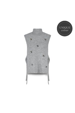 SUMMUM SUMMUM embellished spencer cozy melange knit 7s7929-7997 Trui korte mouw 810 mist