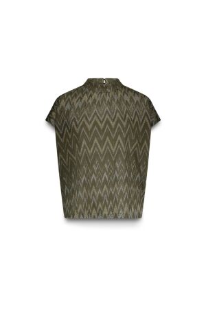 SUMMUM SUMMUM top zig zag lurex 3s5177-30718 T-shirt Korte mouw 655 dark camo