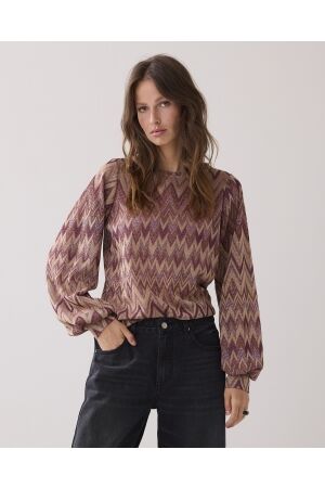 SUMMUM SUMMUM top long sleeve zig zag lurex 3s5178-30718 T-shirt Lange mouw 315 sheer violet