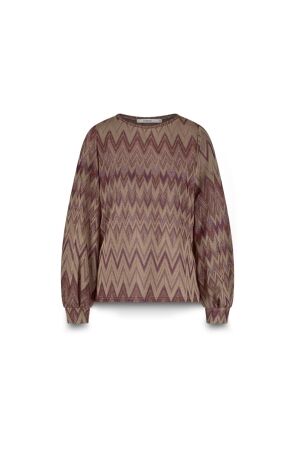SUMMUM SUMMUM top long sleeve zig zag lurex 3s5178-30718 T-shirt Lange mouw 315 sheer violet