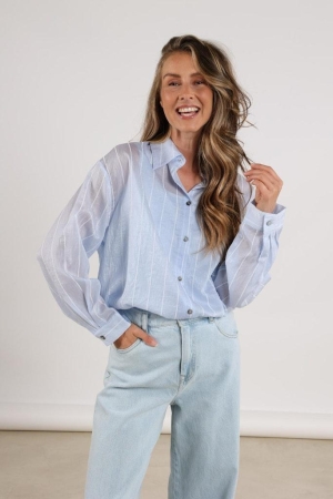 Nukus Nukus iris blouse stripe nkf02011 Blouse 270 ice/offwhite
