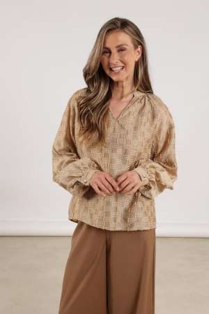Nukus Nukus kiki blouse nkf02019 Blouse 64 camel