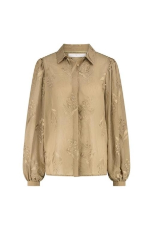 Nukus Nukus jolies blouse embroidery nkf02038 Blouse 64 camel