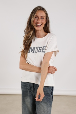 Nukus Nukus lou shirt nkf04005 T-shirt Korte mouw 219 offwhite/navy