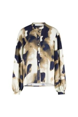 Nukus Nukus coco blouse nkf02081 Blouse 296 sand/navy
