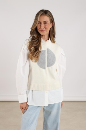 Nukus Nukus intarsia spencer nkf07000 Gilets 17 off white