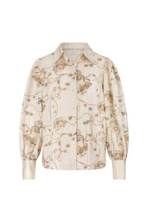 Nukus Nukus preston blouse embroidery nkf02077 Blouse 9 sand