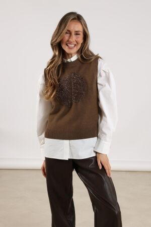 Nukus Nukus intarsia spencer nkf07000 Trui 65 fango