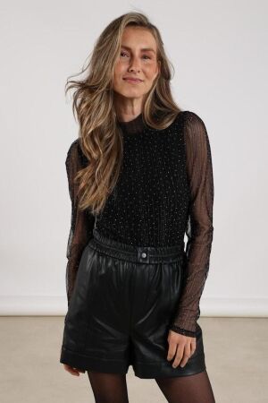 Nukus Nukus puck top strass nkf01001 Blouse 5 black 5 black