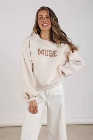 Nukus Nukus muse pullover nkf03017 Trui 54 sand melange