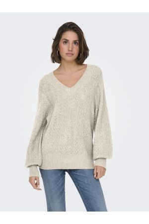 Only Only onllucilla ls glitter v-neck knt Trui 4579021 birch gold glitter