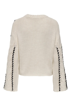 Only Only onltessa ls cabel stitch o-neck cc knt Trui 4775223 birch melange/black