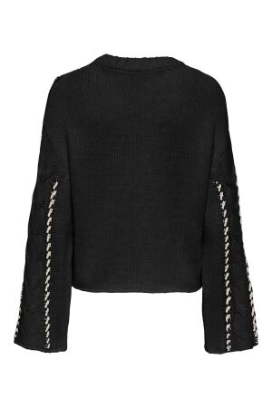 Only Only onltessa ls cabel stitch o-neck cc knt Trui 4853327 black birch melange