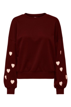 Only Only onlmacy l/s o-neck box cc swt Sweater 4872305 cabernet w. cd hearts