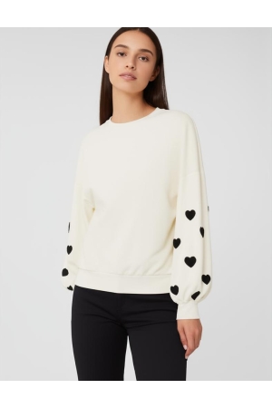 Only Only onlmacy l/s o-neck box cc swt Sweater cloud dancer w. black hearts