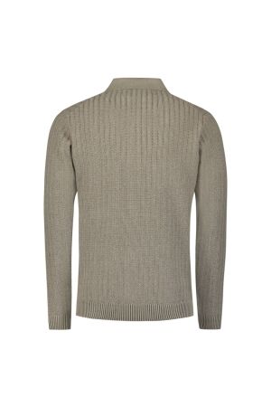 No- Excess No- Excess pullover open polo collar relief knit 29230857 Poloshirts 018 clay