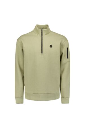 No- Excess No- Excess sweater half zip brushed 29130851 Trui 197 light moss