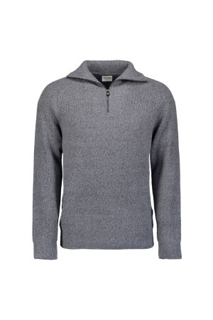 No- Excess No- Excess pullover wing collar half zip soft woolblend 29210 Trui 137 washed blue