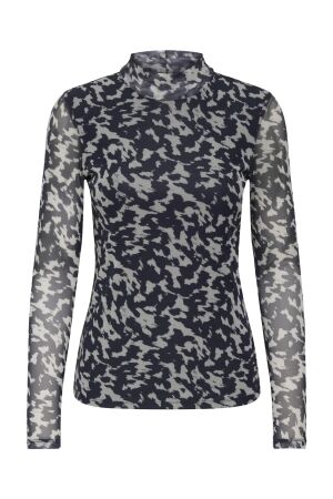 Only Only onlerica life mesh l/s top jrs noos T-shirt Lange mouw blue graphite rodeo pumice
